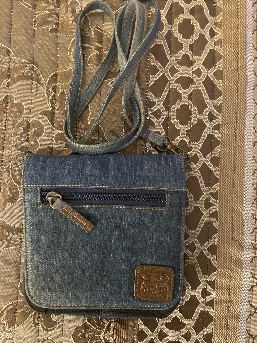 Bongo Vintage Denim Crossbody Bag - Blue